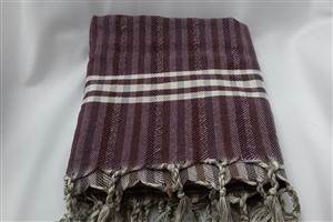 Peshtemal - Rug Colleciton - Claret red- Grey Striped