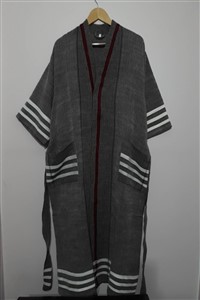 Bathrobe - Bathrobe Collection - Claret red Coral with white line